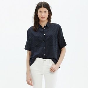 Madewell Courier Boy Shirt in Navy Clipdot